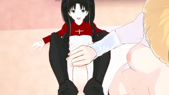 3Some with Rin Tohsaka and Saber Fate [Hentai 3D]