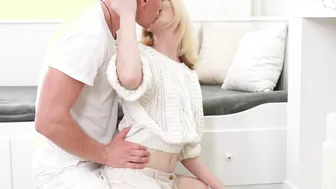 Cunilingus porn video – Slim4K - Polly White - Perfect blonde plowed on the couch