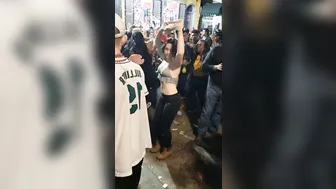 women showing her breasts inside outdoor