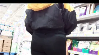 Huge butt inside ebony pants