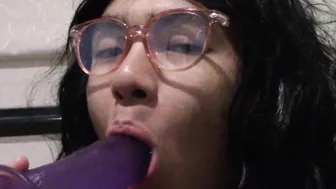 Practising Sucking Off Cock on a Vibrator