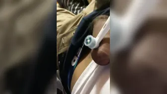 boy is experimenting with his toothbrush
