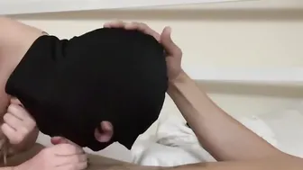 My bandit GF passionately blows my penis and I cum inside her mouth