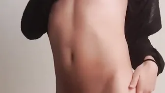 Slender dude shyly shows off his penis