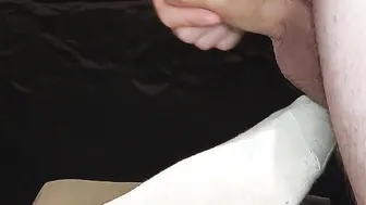 Oh no not on my bed socks 2X cum on foot mini-compilation (Milking-time)