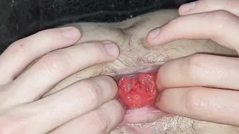 Hard anal gaping fake-cock