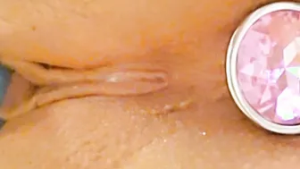 Groaning orgasm while plugged