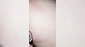 Hoe quick tease with huge vibrator and ass plug while on leash