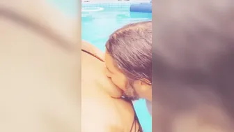 Backyard sex into the pool