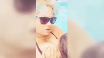 Backyard sex into the pool