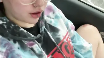 solo female outside masturbation inside the vehicle with cool off asmr rain storm real life exhibitionist