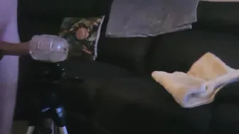 Fleshlight session watching porn into the lounge room