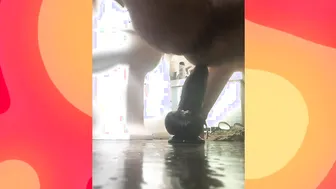 Stretching anus with a huge african sex toy
