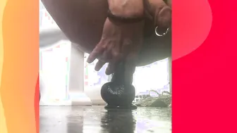 Stretching anus with a huge african sex toy