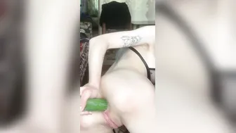 Shoving a gigantic cucumber up my booty)