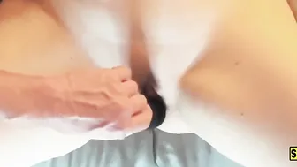 Squirty lips getting bound to the bed and teased with her vibrators See her squirt and squirm XXX PART one