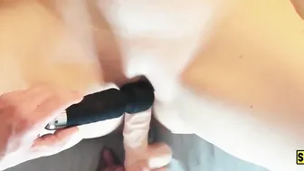 Squirty lips getting bound to the bed and teased with her vibrators See her squirt and squirm XXX PART one