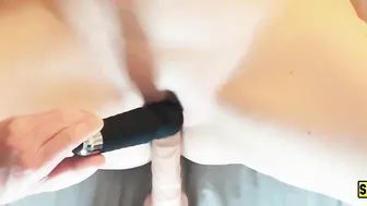 Squirty lips getting bound to the bed and teased with her vibrators See her squirt and squirm XXX PART one
