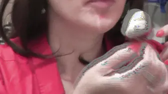 Incredible Mom inside kitchen eats sweet fruits masturbates dripping twat getting strong orgasm twat. Squirt