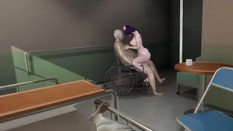 Sakura  Konan nurse teraphic into heriatric therapy with 2 older guys