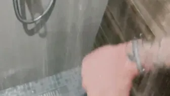 Pulsing PENIS under the shower spray