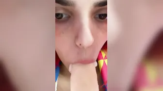Fucks her twat with a vibrator with a gigantic pvc penis.