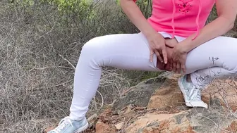 Motorcycle teasing orgasm outside by the roadside