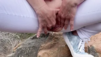 Motorcycle teasing orgasm outside by the roadside