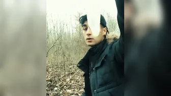 Middle oriental bro swallows cum of found friends condom and then huge jizzes on eated condom