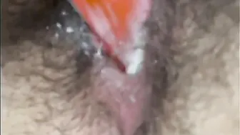 Pounding Bushy Twat until Wet Creamy White Cum