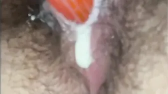 Pounding Bushy Twat until Wet Creamy White Cum