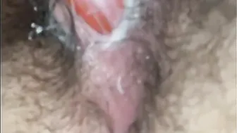 Pounding Bushy Twat until Wet Creamy White Cum
