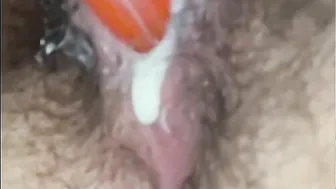 Pounding Bushy Twat until Wet Creamy White Cum