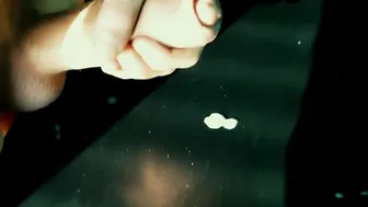 Own cum licking of the table - 19 Yo fat dick creampie