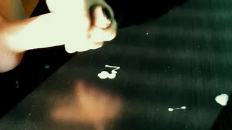 Own cum licking of the table - 19 Yo fat dick creampie