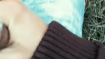 Foreskin cum mess - Jizzed outdoors