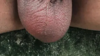 19 Yo nuts outdoors into cold weather - close up nuts and soft dick