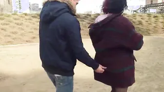 They got busted by a voyeur... And she blows his dick