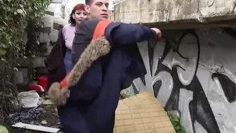 They got busted by a voyeur... And she blows his dick