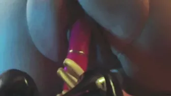 Amateur tights wifey Mandi Manxx teases leaking vagina with double toy and gloves