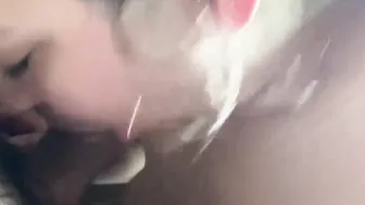 Morning blowjob during our cabin trip