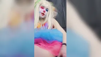 Clown chick Ejaculates on Huge Sex Toy