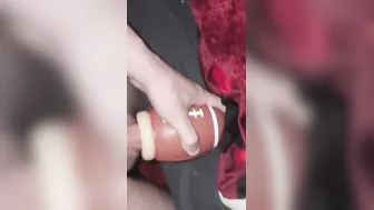 Fucking sex toy into the butt