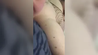 BBW submissive into fishnets getting railed by Daddy and begs for cream pie