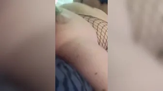 BBW submissive into fishnets getting railed by Daddy and begs for cream pie
