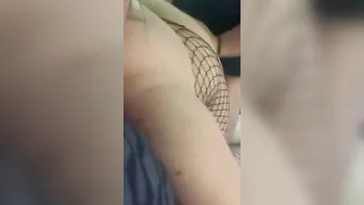 BBW submissive into fishnets getting railed by Daddy and begs for cream pie