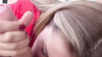 Crazy Hot blonde barely legal Mary Kalisy getting vulgar on the balcony and blows and fucks and swallows my cum