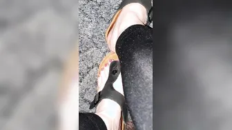 Ebony birkenstock on fannys toes
