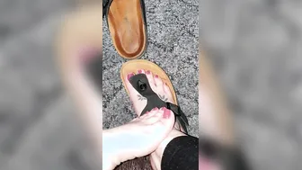 ebony birkenstock on fannys toes