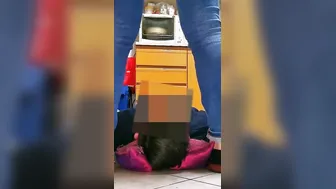 chick face farting Into Jeans